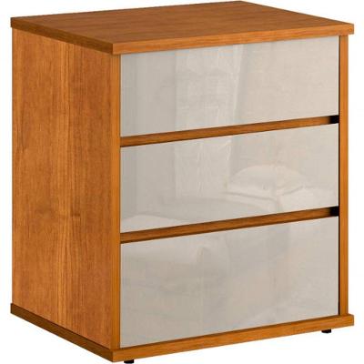 Mesa De Cabeceira 3 Gavetas Telescópicas Mdf Grécia-nature/off Bianchi Móveis