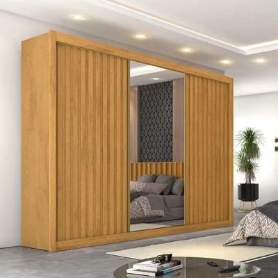 Guarda Roupa Casal Ripado 3 Portas 6 Gavetas E Espelho Central Athenas Móveis Europa