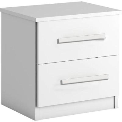 Mesa De Cabeceira Mdf 2 Gavetas Puxadores Madeira Zeus-branco Bianchi Móveis