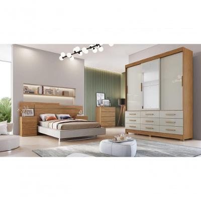 Guarda Roupa Solteiro Com Espelho 3 Portas 9 Gavetas Capri-cumaru-fendi Móveis Novo Horizonte