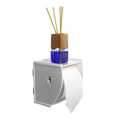 Suporte Porta Papel Higiênico De Parede Acrílico Branco Premium Suporte Papeleira Banheiro Adesivo