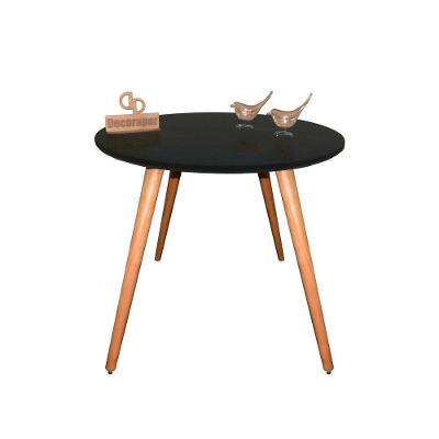 Mesa Jantar Pés Palitos Tampo Redondo Vidro Laqueado 70cm Preto