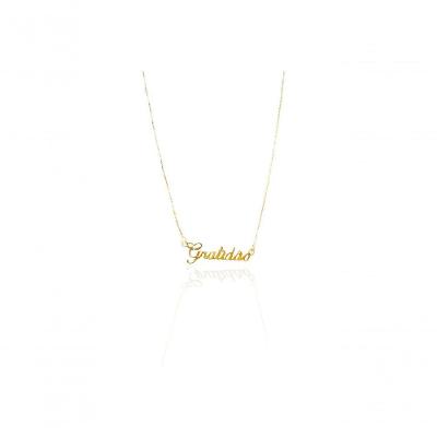 Colar Gratidão Banhado Em Ouro 18k