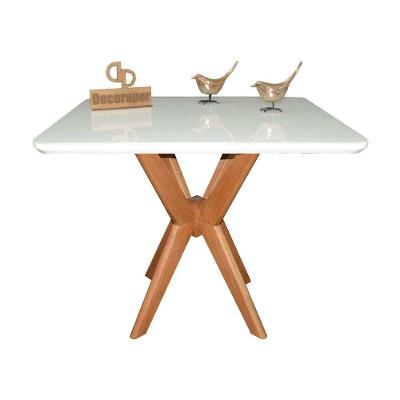 Mesa Jantar Pandora Tampo Retangular Laca Com Vidro 120x80cm Branco