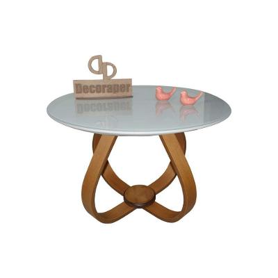 Mesa De Centro Cebola Com Vidro 60cm Off White 40cm
