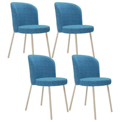 Kit 4 Cadeiras Para Sala De Jantar Cozinha Estofada Gavi Arena L02 Linho Azul Lyam Decor