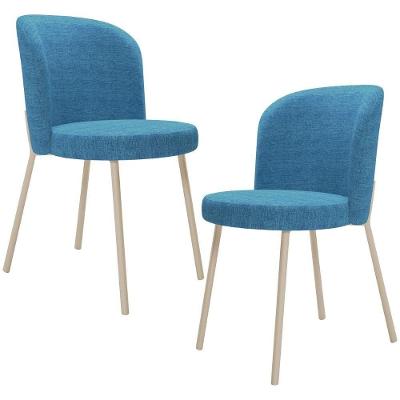 Kit 2 Cadeiras Para Sala De Jantar Cozinha Estofada Gavi Arena L02 Linho Azul Lyam Decor