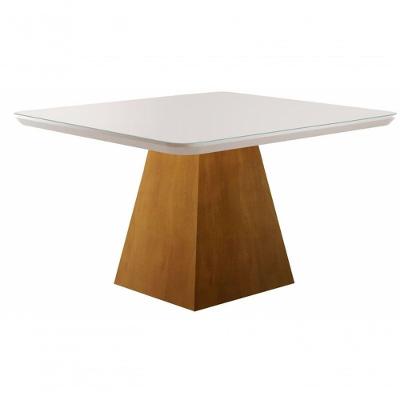 Mesa De Jantar Quadrada Com Vidro 1,35x1,35m - Rubi - Móveis Mundial