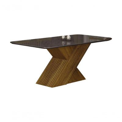 Mesa De Jantar Base Cruzada Tampo Grafite - Ilhéus-1,80x0,90 Metros - Leifer Móveis