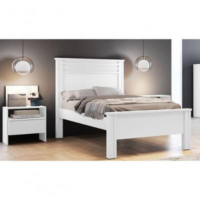 Cama Solteiro Com Painel Ripado - Verona-branco - Móveis Novo Horizonte