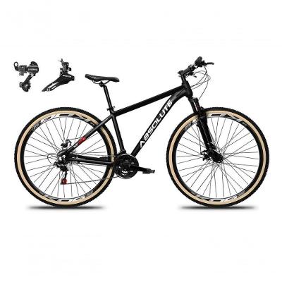 Bicicleta Aro 29 Absolute Nero 5 Alumínio 24v Câmbios Shimano Garfo Suspensão Pneu Faixa - Preto Tam.17