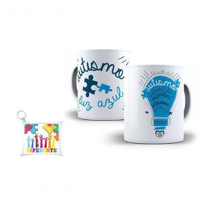 Kit Presente Para Autistas Luz Azul Com Chaveiro Especial