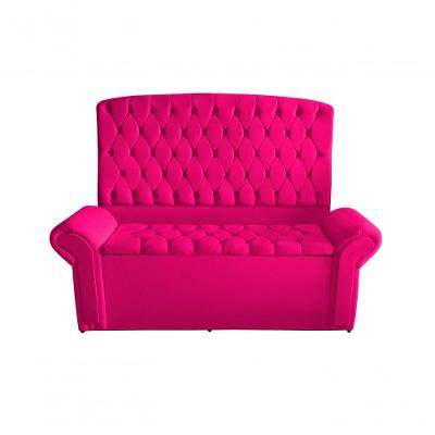 Kit Dubaí Cabeceira De Cama Box Casal E Recamier Baú Solteiro 90 Cm Suede Rosa Pink Eli Móveis