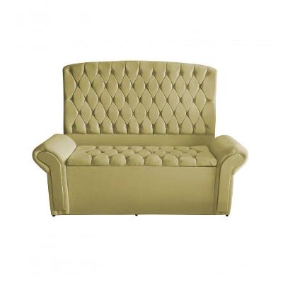 Kit Dubaí Cabeceira De Cama Box Casal E Recamier Baú Solteiro 90 Cm Suede Bege Eli Móveis