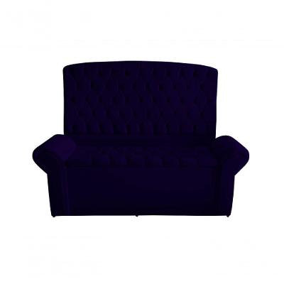 Kit Dubaí Cabeceira De Cama Box Casal E Recamier Baú Solteiro 90 Cm Suede Azul Marinho Eli Móveis