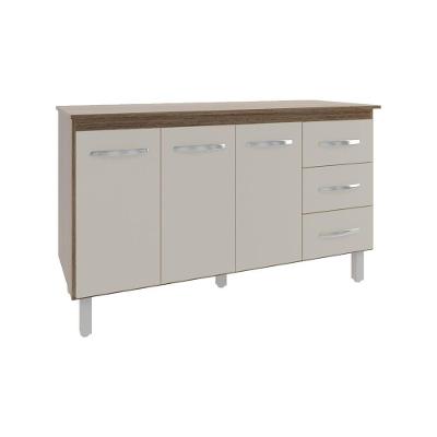 Armário Deise Cozinha Gabinete De Pia 150 Cm Savana Off White E Tampo Tampão 150 Cm Mobília Decor Savana