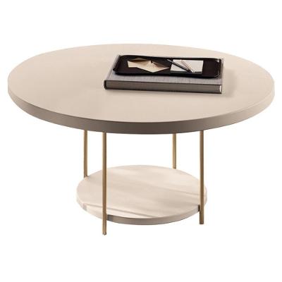 Mesa De Centro Para Sala Redonda Tampo Mdf Pés Aço Allure B01 Off White - Lyam Decor