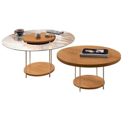 Conjunto Mesas De Centro Redonda Mdf E Vidro Allure B01 Cinamomo - Lyam Decor