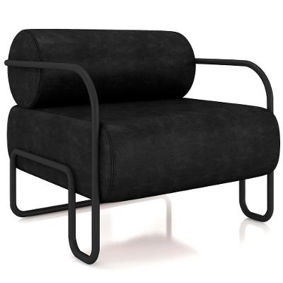 Poltrona Decorativa Pés Industrial Moscou K01 Couríssimo Preto - Lyam Decor
