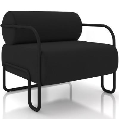 Poltrona Decorativa Pés Industrial Moscou K01 Veludo Preto - Lyam Decor