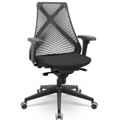 Cadeira De Escritório Giratória Presidente Unix P03 Tela Cinza Crepe Preto - Lyam Decor