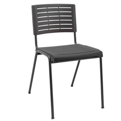 Cadeira Empilhável Fixa Escritório Multiuso Base Preta Kimi P03 Preto - Lyam Decor