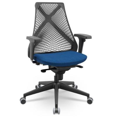Cadeira De Escritório Giratória Presidente Unix P03 Tela Cinza Crepe Azul - Lyam Decor