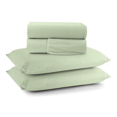Jogo De Lençol Minimal Casal 4 Peças Malha 100% Algodão Liso Verde