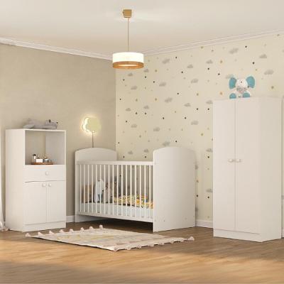 Quarto Infantil Completo Berço Com Colchão Incluso Guarda-roupa E Cômoda Multimóveis Mp4359 Branco