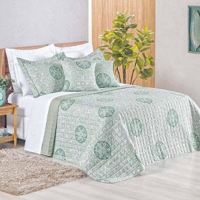 Kit Cobre Leito Colcha Tunes Queen 3 Peças Estampado 180 Fios Lotus 100% Poliéster
