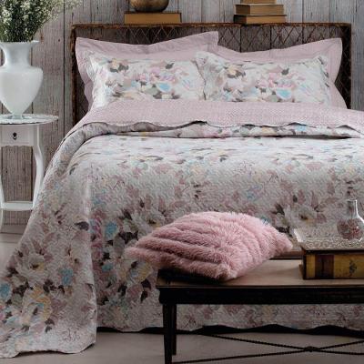 Kit Cobre Leito Colcha Daily Queen 3 Peças Dupla Face Estampado Floral Floral 6 100% Poliéster