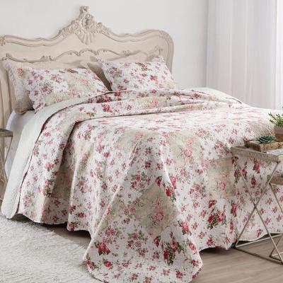 Kit Cobre Leito Colcha Daily Queen 3 Peças Dupla Face Estampado Floral Floral 11 100% Poliéster