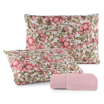 Jogo De Lençol Luar King 3 Peças Malha 100% Algodão Estampado Rose Floral
