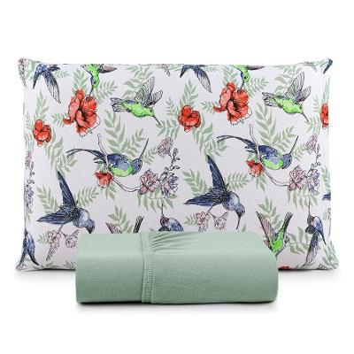 Jogo De Lençol Luar Solteiro 2 Peças Malha 100% Algodão Estampado Verde Birds