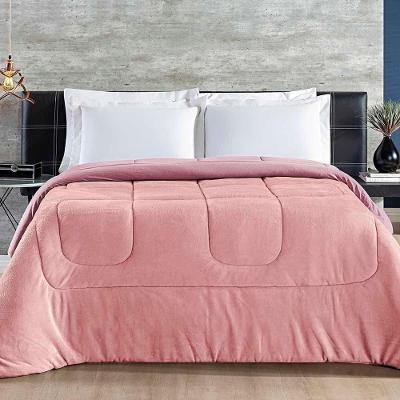 Coberdrom Hot Quente Casal Queen Malha 140g 100% Algodão Manta Flannel Dupla Face Rosa