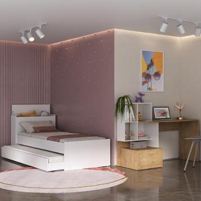 Bicama Para Colchão 78x188cm Com Baú Embutido E Escrivaninha Multimóveis Mp4368 Branco/madeirado