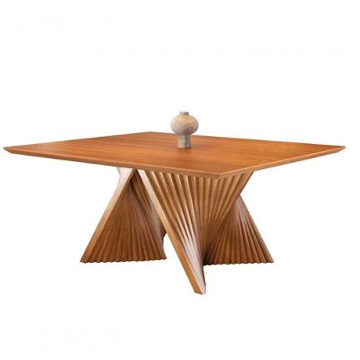 Mesa De Jantar Quadrada Madeira Maciça Com Base Torcida 1,50x1,50m Topázio