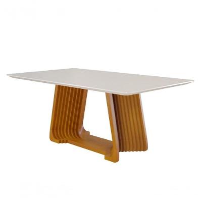 Mesa De Jantar Moderna Madeira Maciça Com Vidro 2,20x1,0m Turmalina