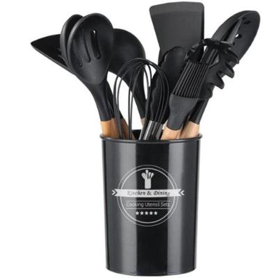 Kit Utensílios Cozinha 12 Peças Silicone Antiaderente (preto)