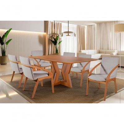 Sala De Jantar Moderna Laminada 6 Cadeiras 1,60x0,90m Jade - Harmonia Salas