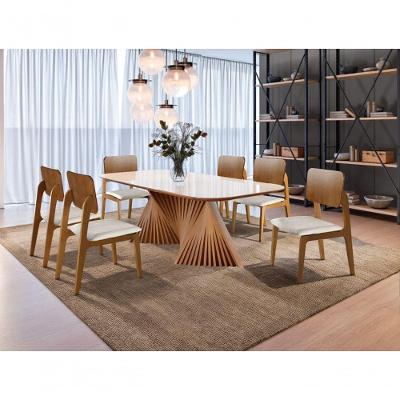 Sala De Jantar Moderna Madeira Maciça 6 Cadeiras 1,60x0,90m - Opala - Harmonia Salas