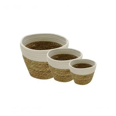Jogo 3 Cestos Round Gist Cotton E Juta White Mimo Style