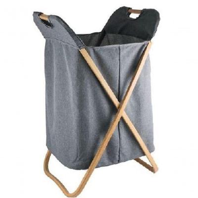 Cesto Para Lavanderia Com Bambu Grey 40x50 Cm - Mimo Style - Bh20405