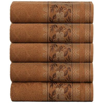 Kit 5 Toalhas De Banho Fio Penteado Jacquard - 70x140cm - Nice - Ferrugem