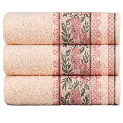 Kit 3 Toalhas De Banho Fio Penteado Jacquard 70x140cm Nice Vanilla