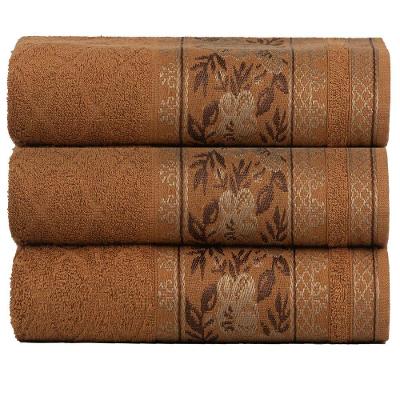Kit 3 Toalhas De Rosto Fio Penteado Jacquard 50x70cm Nice Ferrugem