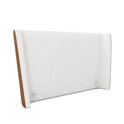 Cabeceira Design Para Cama Casal Torres Pés Em Madeira Pu/bouclê Caramelo/off White G91 - Gran Belo