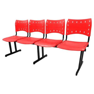 Cadeira Iso Pp Rp Longarina 4 Lugares Color Vermelho