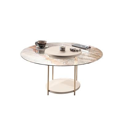 Mesa De Centro Decorativa Sala De Estar Walker Pés De Aço Tampo Vidro Off White G26 - Gran Belo