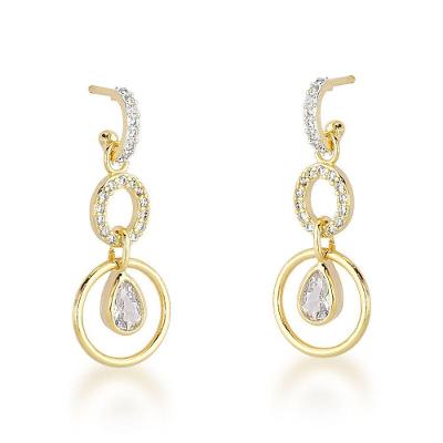 Brinco Argola Com Detalhe Pendurado Banhado Em Ouro 18k